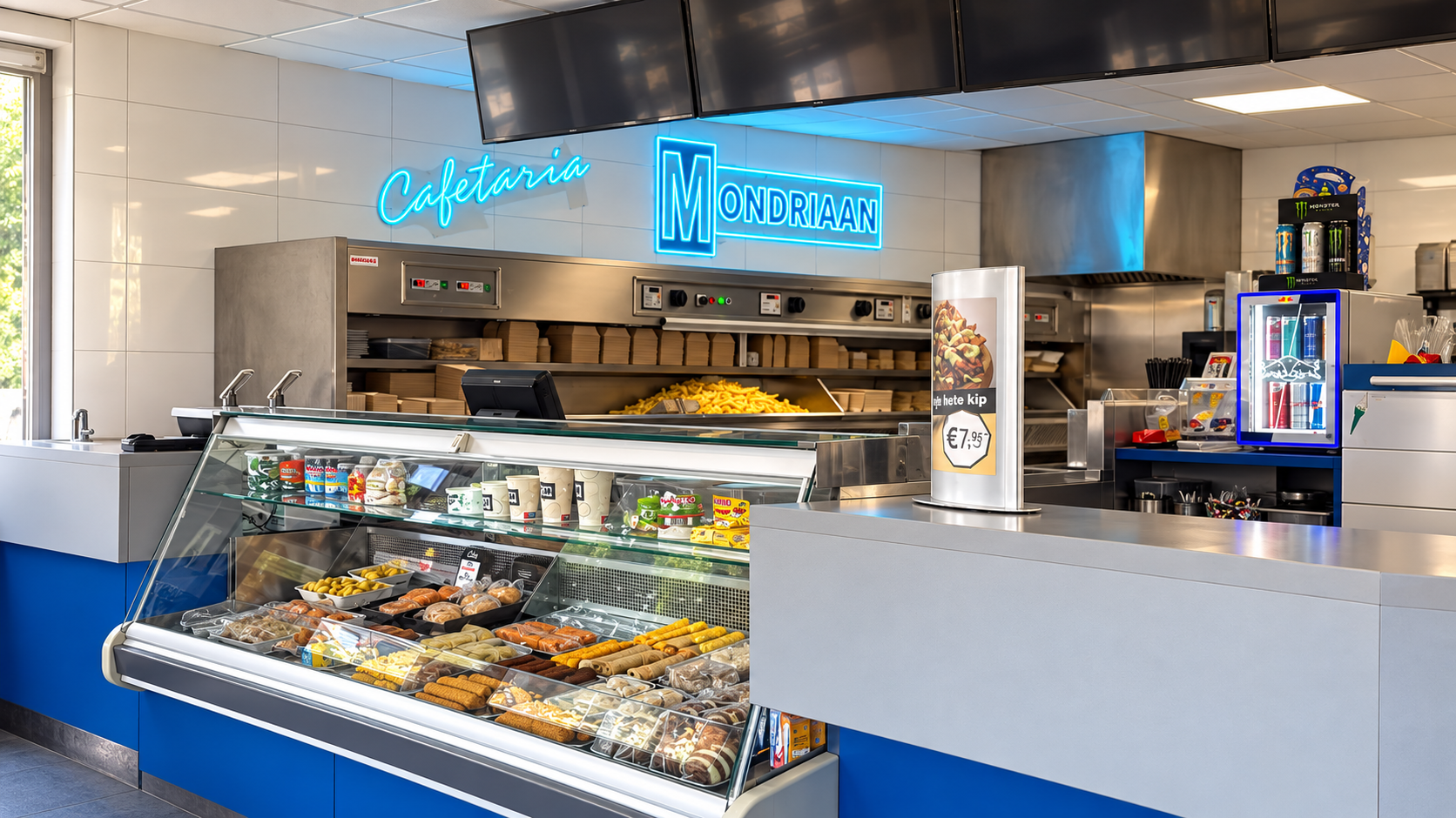 Binnen bij Cafetaria Mondriaan